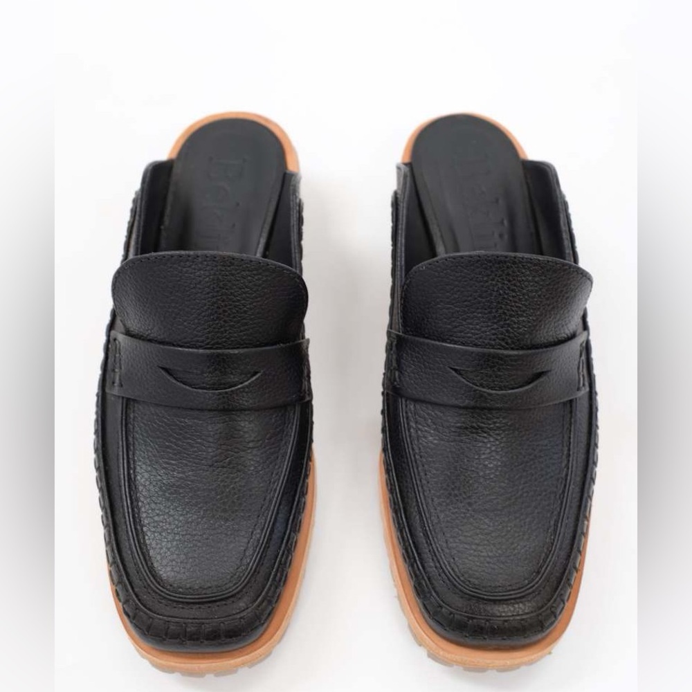 Beklina Loafer Mule Black Pebble Leather